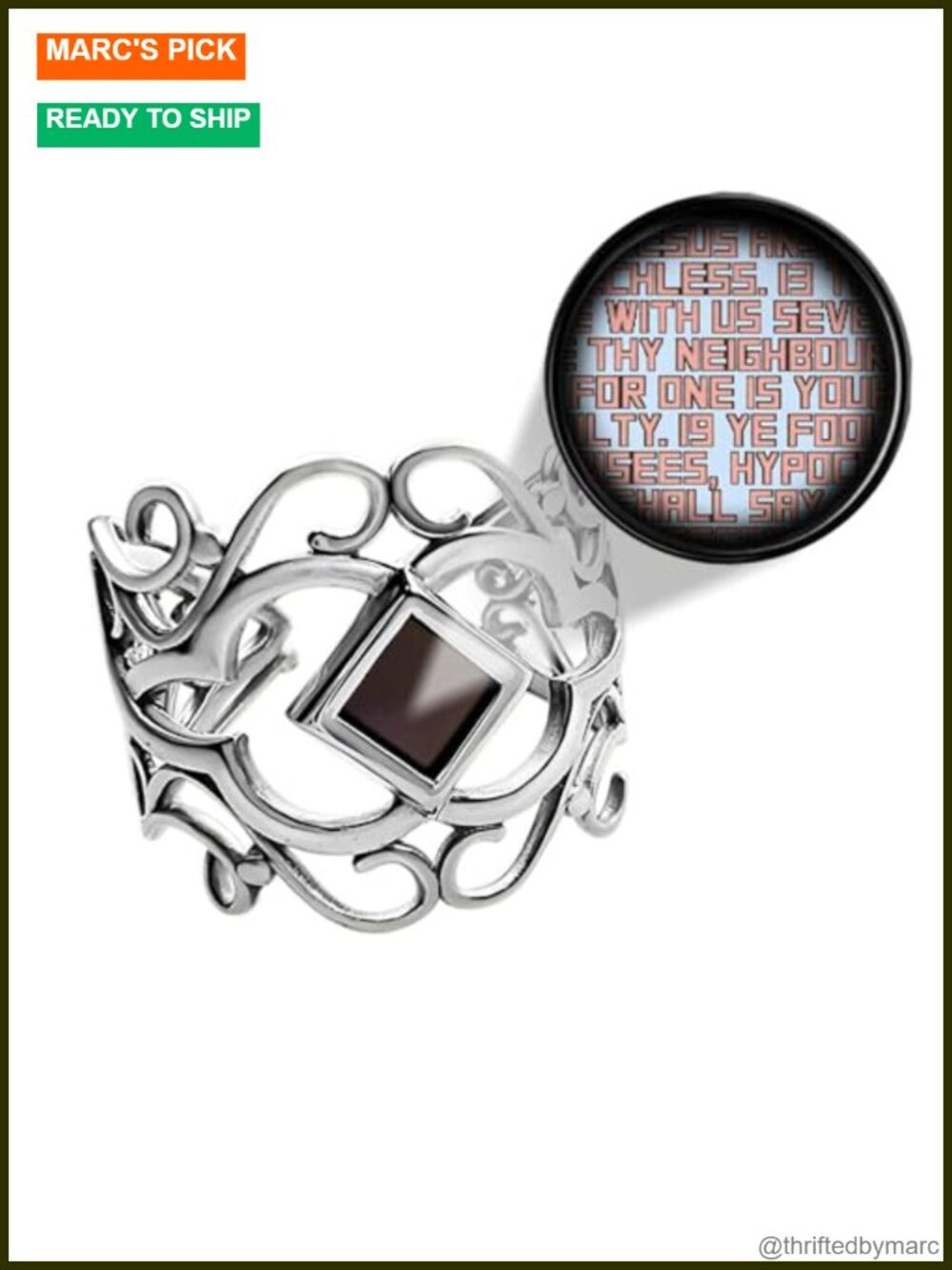 925 Sterling Silver Celtic Swirl Ring Statement Adjustable Nano Bible